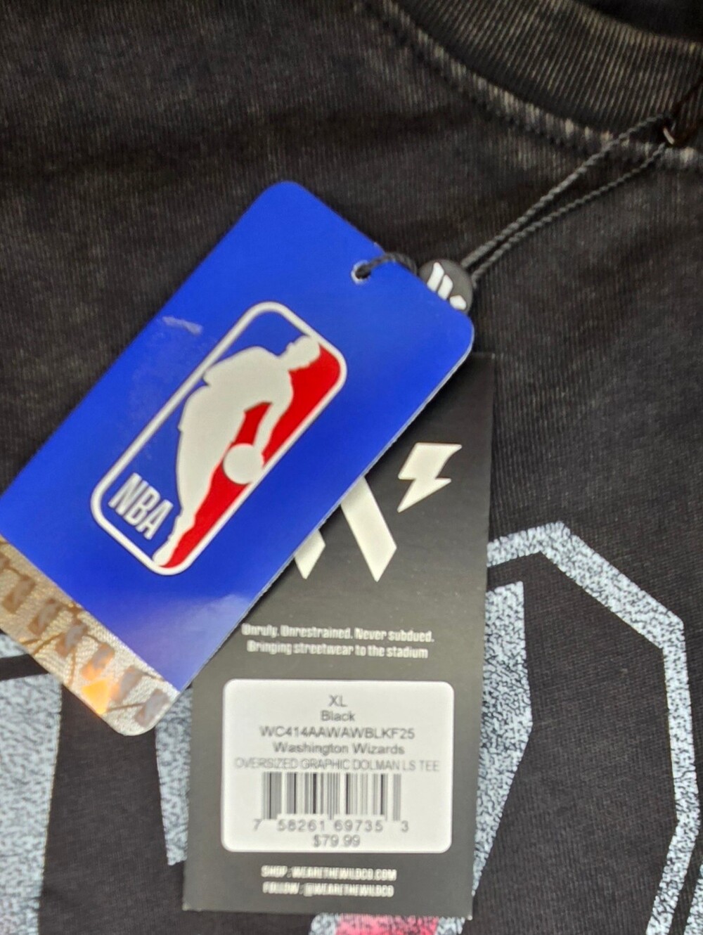 Washington Wizards Men’s Oversized Graphic Long Sleeve Shirt Black XL NWT NBA - Picture 4 of 6